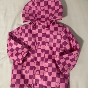 Joe Fresh Pink Checkered Heart Raincoat